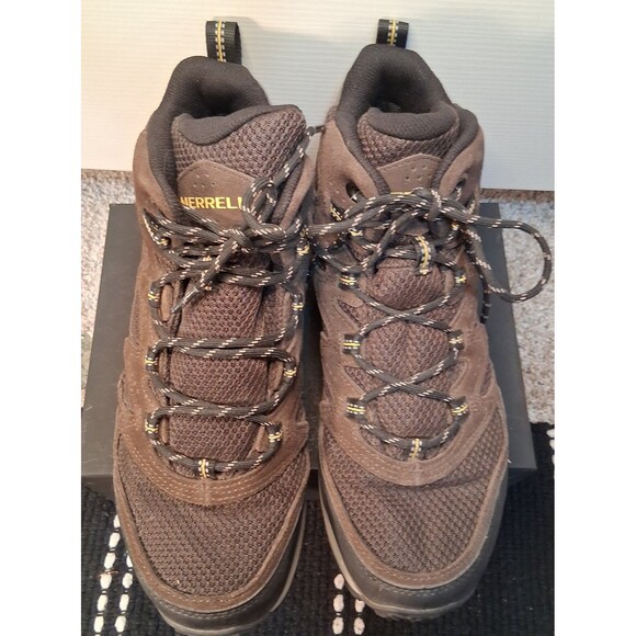 Merrell Mens West Rim Mid Waterproof Boots Espresso Size 8M - Picture 3 of 10